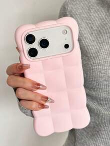 New High-End 3D Cloud Grid Phone Case, Compatible With IPhone 18 Pro Max 18 Pro 17 Pro Max 17 Pro 16 Pro Max 15 Pro Max 13 14 Pro Max, Creative Bracelet-Style Shockproof Soft Protective Shell - Pink - View 5