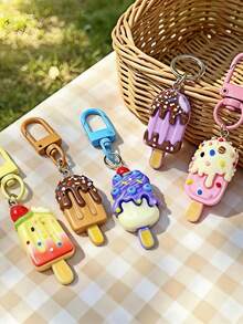 Mixed Color Cute 3D Realistic Ice Cream Popsicle Bag Charm Keychain, Women's Bag And Car Accessory - Multicolor - View 4