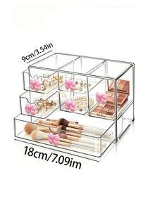 Mini Desktop Drawer Storage Box With Bow Decoration, Multi-Layer Jewelry And Cosmetics Storage Box, Desktop Storage, Suitable For Dressing Tables, Bedrooms, Office Supplies, Birthday Gifts, And School Season Gifts. - Multicolor - View 14