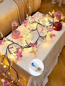1pc USB Powered Butterfly LED Branch Light (Wall Mounted), LED Butterfly Willow Branch String Light, 8 Lighting Modes, Suitable For Indoor/Outdoor Wall, Bedroom, Door/Window Decoration, Holiday Decoration, Party Decoration, Gift And Proposal Scene - Purple Butterfly Vine - View 6