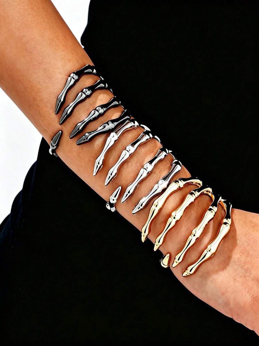 1 buah Gelang Cakar Hantu Tengkorak Terbuka Desain Unik, Gelang Halloween - MultiWarna - View 1