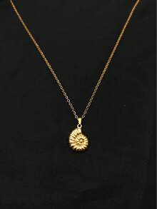 1 pieza Collar con colgante de concha de caracol minimalista de acero inoxidable chapado en oro, unisex, uso diario, uso en vacaciones, lujo de nicho, versátil - Amarillo Oro - Ver 5