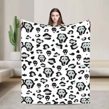 Printed Design Non Texture Blanket, Scream Ghost Pattern Blanket, Premium Quality Printed Design, Durable And Long Lasting, I For Halloween Festival, Great For Holiday Gifting - Multicolor - View 1
