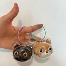 Pet Hair Collector Cat Fur Storage Cute Pendant Keychain Bag Decoration Capsule Collectible Souvenir Creative Cartoon - Cute Cat Head Pendant [Yellow Eyeball Version] With Accessories - View 3