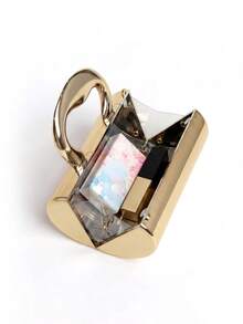 MIYIN Fashion Mirror Metallic Cylinder Hard Shell Clutch, Creative Heart‑Shaped Handle Design, With Chain Strap Crossbody Evening Bag For Wedding Banquet - Multicolor - View 3