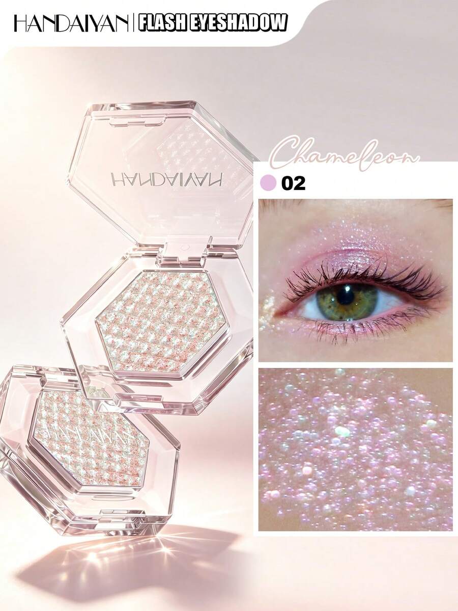 HANDAIYAN Palet Eyeshadow Chameleon, Ciptakan Sorotan Wajah dan Mata yang Memukau, Palet Eyeshadow Portabel, Cocok untuk Berbagai Pesta, Bar, dan Acara Dansa