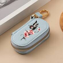 2026 New Car Key Bag Ink Style Butterfly Flower Lychee Pattern Zipper Multi Functional Car Key Storage Bag For Men And Women PortableChangeBag Pendant - Multicolor - View 7