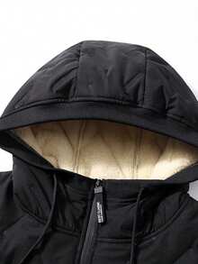 Men's Fleece Jacket, Featuring Fleece Lining Design Simple & Stylish Warm, Suitable For Urban Casual Wear, Outdoor Travel. - Black - View 4