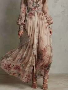 Women Long Dresses - Dusty Pink - View 2