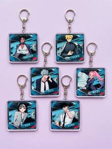 1pc/6Pcs Cute ALIEN STAGE Anime Acrylic Keychain, Alien Stage Acrylic Keychain Set, Anime Character Pendant, Suitable For Backpack Decoration, Key Chain, Bag Charm, Birthday Gift, Anime Convention And All Season Use - Multicolor - View 1