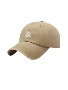 1Pc Women Vintage Washed Baseball Cap, A‑Z Letter Embroidery Soft Curved Brim Dad Hat, Casual Sun Protection Hat For Daily Commute Street‑Style Wear - Khaki - View 7