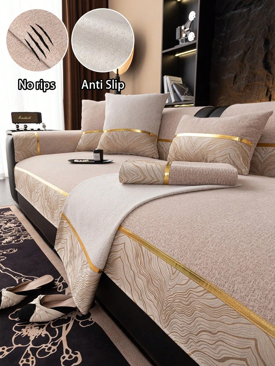 1pc European Style Sofa Cushion, Luxury Minimalist Sofa Cover, Anti-Slip Anti-Dust Anti-Cat Scratch, Wear-Resistant, Anti-Slip Anti-Dust, Decorative Sofa, All-Season Universal Sofa Cover, Bohemian, Suitable For Bedroom Living Room Office Study, Sofa Cover