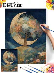 DIY Moonlit Floral Tree Mosaic (Frameless 8x12 / 16x20 Inches) Paint By Numbers Kit(Acrylic) Arts & Crafts For Adult Beginners, Home Wall Decor, And Unique Holiday Gifts For Personalized Relaxation - Sets - View 2