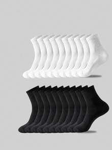 1/5/10 Pairs Men's Casual Socks, Mid-Calf Socks, White Socks, Winter Socks, Black Socks, Sports - Multicolor - View 1