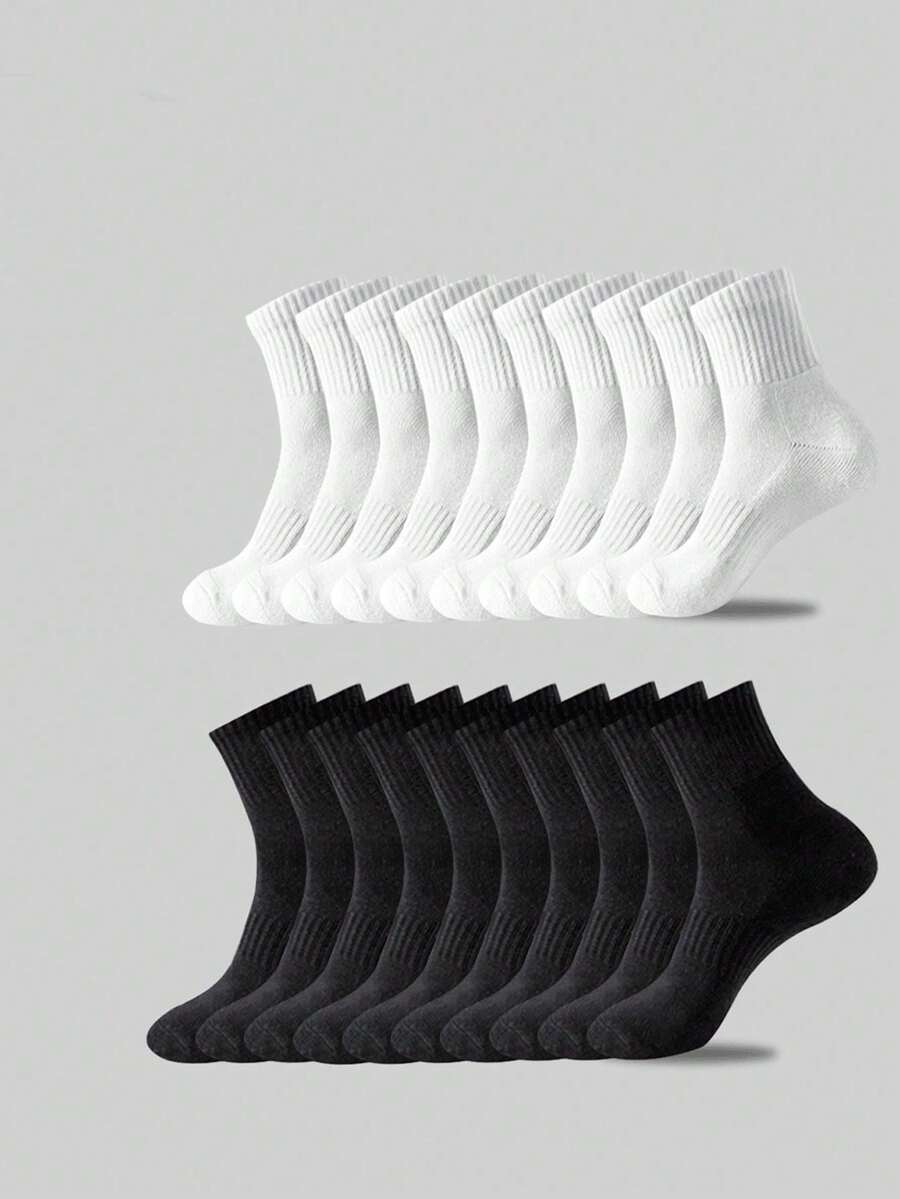 1/5/10 Pairs Men's Casual Socks, Mid-Calf Socks, White Socks, Winter Socks, Black Socks, Sports - Multicolor - View 1