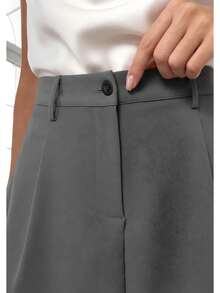Women's Skort, Front Zipper Design, Young Fashion Casual Style For Fall & Winter, Ideal For Back‑To‑School, Office And Daily Wear - Grey - View 4