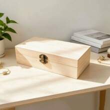 1pc Wooden Storage Box - Handmade, Jewelry & Cosmetics Organizer, Desktop Accessory, Gift Box, Keepsake Box, Ample Storage Space, Suitable For Home Organization, Perfect For Storing Jewelry And Cosmetics, (Slight Color Variation In Wood Is Normal) - Multicolor - View 8
