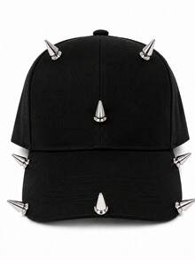 Unisex Punk Metal Rivet Baseball Cap, Hip Hop Street Fashion Sun Hat - Black - View 21