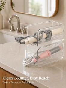 Multifunctional Curling Iron Holder With Heat Dissipation Slots To Prevent Desktop Burns, Modern Hair Styling Tool Storage Rack, Space-Saving, Suitable For Dorms And Apartments, Bathroom Accessories, Bathroom Decor, Bedroom Decor, Room Decor - Multicolor - View 6