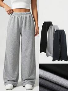 Teen Girl Solid Color Casual Versatile Daily Wear Long Pants - Multicolor - View 3
