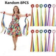 1pc Rainbow Dance Ribbon Wand, Elastic Rhythmic Tassel, Suitable For Music Class, Multi-Color Handheld Tassel Gymnastics Ribbon, Dance Prop Decoration, Handheld Dance Wrist Tassel, Ideal Gift For Christmas, Valentine's Day, Children's Party, School Performance - A - View 8