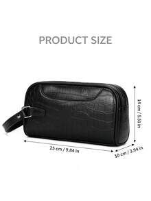 1pc Men's PU Large Capacity Clutch Bag, Crocodile Texture, Personal Items Storage Bag, Toiletry Bag, Multi-Card Slot Wrist Bag, Perfect Gift For Boyfriend - Wristlet - View 3