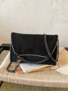 Women's Fashion New Solid Color Rivet Mini Shoulder Crossbody Bag Niche Design Wallet - Black - View 8