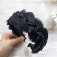 1pc Fashionable Versatile Wide Twisted Fishtail Braid Headband, Women's Hair Accessory With Teeth Anti-Slip Hair Clip To Cover Gray Hair, Suitable For Daily Commute And Convenient Use - Multicolor - View 3