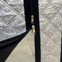 Zippered Thickened Aluminum Foil Insulated Window Curtains, Winter Window Windproof Cold-Proof Sealing Insulation, Can Open Window Directly, Customizable - Silver Curtain With Black Trim, Right-opening Zipper - View 1