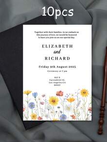 1/10/50pcs Customized Floral Wedding Invitations, Personalized Wedding Invitation Cards, White Envelope Packaging, Wedding Supplies - Multi-color-paper - View 16