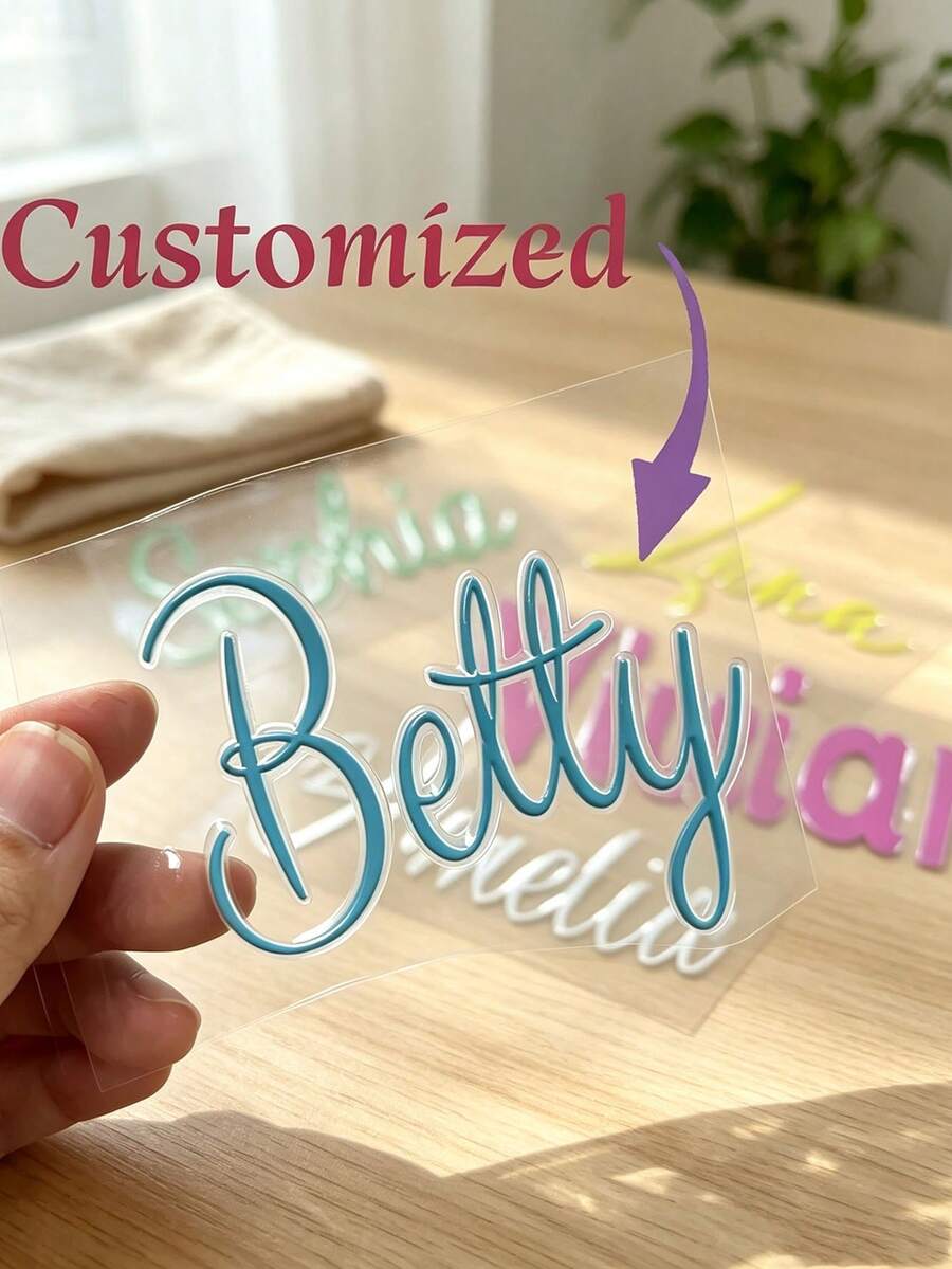 1/6/12pcs Customized Personalized Crystal Name Stickers/Transfer Stickers, Name Labels, 4 Sizes Available, Multiple Colors, Back To School Essential, Suitable For Water Bottles, Insulated Cups, Lunch Boxes, Notebooks, For Students, Teachers, Parents - Multicolor - View 1