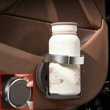 Universal Foldable Car Cup Holder For Door & Seat Back, Clip-On Drink Bottle Holder, Multifunctional Interior Storage Organizer For Water Bottle, Coffee Cup & Phone, Auto Accessories Car Acessesories Travel Essentials - Black - View 1