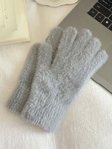 Dopamine Warm Gloves Winter Touchscreen Korean Style Thermal Lined Sweet Knitted Five-Finger Cold-Proof Gloves For Women - Multiple Styles - View 9