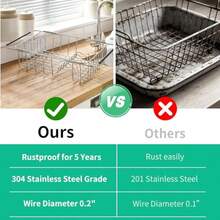 1pc Adjustable Stainless Steel Sink Strainer Basket With Non-Slip Rubber Sleeve, Multi-Functional Expandable Sink Storage Rack, Suitable For Most Kitchens, Can Hold Bowls, Plates, Cups And Kitchen Utensils, Essential For Improving Kitchen Efficiency - Natural Color - View 4