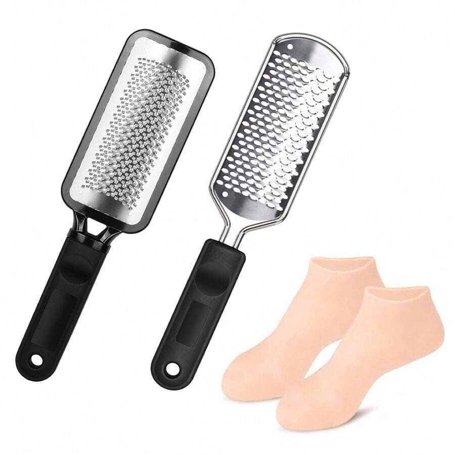 A Combination Of Professional Foot Grinding Files And Calluses Removal - Made Of Stainless Steel Material With An Ergonomic Handle That Can Easily Remove Hard Skin, Calluses, And Dryness, Making Your Feet Soft And Smooth - Multicolor - View 1
