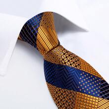 5Pcs Men Orange Plaid & Striped Tie Pocket Square Cufflinks Boutonniere Tie Clip Set, Random Cufflink Pattern, Suit Accessories For Wedding - Orange - View 3