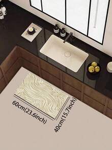 1pc Abstract Twisted Wave Line Pattern 3.5mm Diatom Mud Kitchen Mat, Anti-Slip, Absorbent, Cuttable, Suitable For Kitchen, Bathroom, Entrance, Hallway, Living Room, Outdoor Garden And Multiple Scenes - Multicolor - View 13