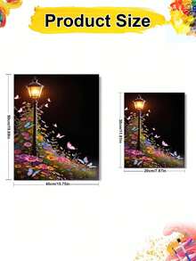 DIY Magical Lamp Post And Butterflies (Frameless 8x12 / 16x20 Inches) Paint By Numbers Kit(Acrylic) Arts & Crafts For Adult Beginners, Home Wall Decor, And Unique Holiday Gifts - Sets - View 3