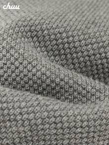 CHUU Letter Patchwork Hooded Knit Cardigan Women's Autumn Sweet Cool Metal Button Long Sleeve Short Jacket - Grey - View 6