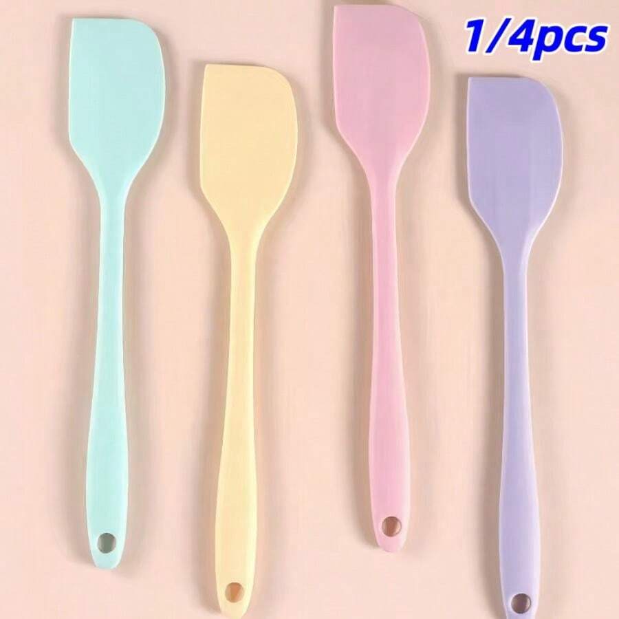 4PCS Silicone Spatulas, Cake Making, Cooking, Baking Batter Scraper Stirring Spatulas, Suitable For Home Baking Enthusiasts, Kitchen Utensils Baking Tools, Heat Resistant One-Piece Seamless Multicolor, Suitable For Christmas, Thanksgiving, Holiday Parties - Multicolor - View 1