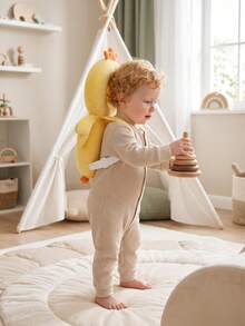 New Oversized Baby Head Protection Pillow & Cap, Anti-Collision Cartoon Cute Bear & Rabbit Design, Soft Plush Baby Walking Head Protection Pillow, Adjustable Shoulder Strap Back Support Pad, Infant Toddler Walking Head Protection Pillow, Baby Walking Supplies, Baby Travel Gear, Head Protection Cap & Pad - Yellow Chick - View 8