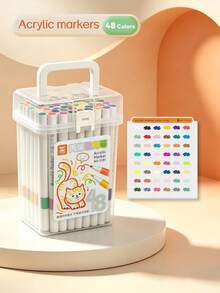 18pcs/36pcs/48pcs/58pcs/80pcs/100pcs/120pcs Colorful Acrylic Markers, Suitable For Stone Painting, Ceramics, Wood, Plastic, Calligraphy, Scrapbooking, Brush Lettering, Greeting Card Making, DIY Crafts - Multicolor - View 15