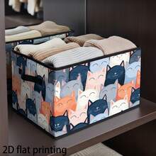 1pc Tropical Floral Pattern Collapsible Rectangular Storage Box, Storage Bin, Storage Basket, 2D Flat Print, Reinforced Double Handles, Great Helper For Home, Work, Halloween And Other Holiday Storage, Suitable For Clothing And Bedding Organization, Dorm Books And Various Items Storage And Classification, Also Perfect For Travel, Moving, Camping, Car Storage And Other Multi-Functional Uses. - Multicolor - View 10