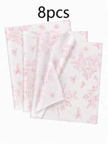 8/18/36/55 Sheets Pink Line Drawing Floral Butterfly Pattern Tissue Paper, Suitable For DIY Crafts, Party Gifts, Bouquet Wrapping, Clothing Packaging And Birthday Gift Decoration - Pink Line Art Floral Butterfly - View 9