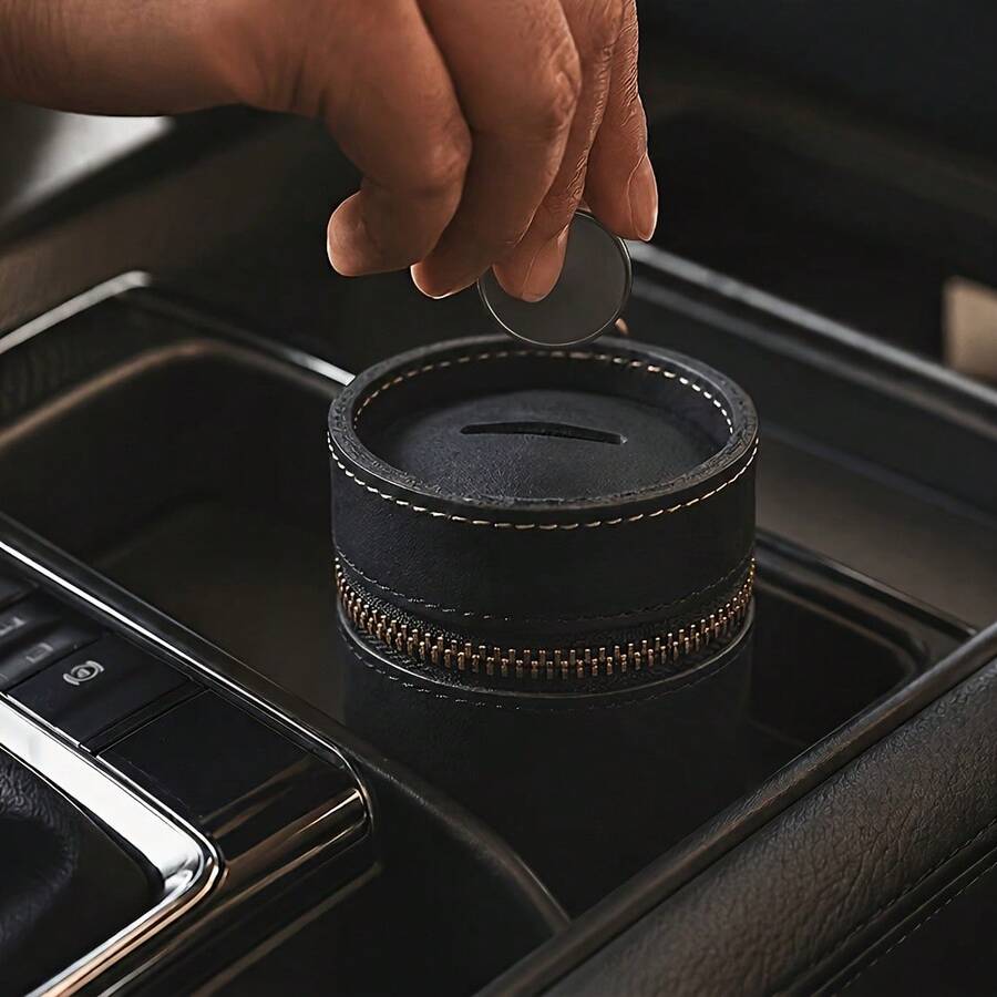 1pc Handmade Coin Purse For Car And Home, Zipper Coin Holder For Car Cup Holder, Loose Change Organizer And Small Item Storage Pouch, Car Accessories Gift - Multicolor - View 1