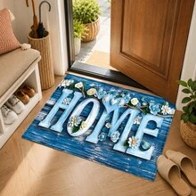 1pc Blue Vintage Wood Grain Pattern Printed Faux Cashmere Kitchen Mat, Absorbent Kitchen Rug, Kitchen Carpet, Long Runner Mat, Sink Front Mat, Suitable For Kitchen, Bathroom, Entryway, Hallway, Laundry Room And Home Decor - Multicolor - View 5