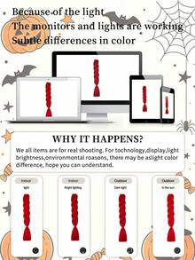 24 Inch 3pcs/Set Synthetic High Temperature Braiding Hair Extensions, Black Red Purple Blue Yellow Orange Multicolor Mixed Braiding Hair Pieces, Suitable For Women Daily, Party, Cosplay, Holiday, Halloween - Red - View 5