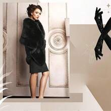 1pc New Fashion Versatile Faux Fox Fur Shawl, Bridal Wedding Dress Shawl, Suitable For Daily Wear Solid Color Faux Fur - Black - View 2