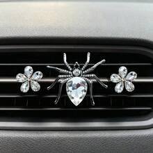3pcs/Set Rhinestone Crystal Large Spider Car Air Vent Aromatherapy Clip Crystal Five-Petal Flower Car Air Conditioner Vent Fragrance Creative Interior Decoration - Spider Five-petal Flower - View 14