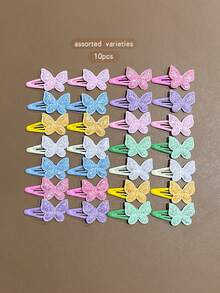 10pcs Random Color Butterfly Hair Clips, Sweet Style Hair Accessories For Daily Wear - Multicolor - View 6